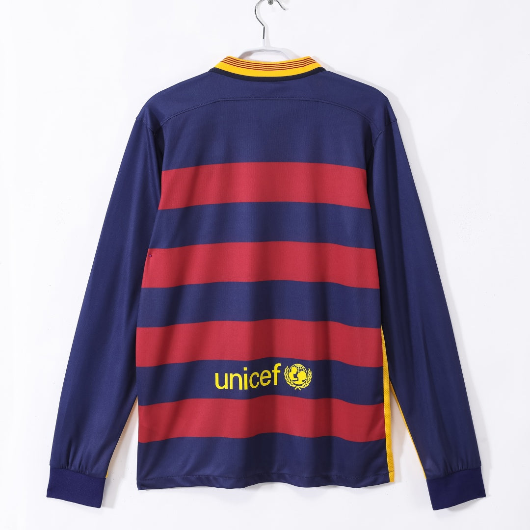 2015-2016 Maillot Barcelone Domicile Rétro Manches Longues